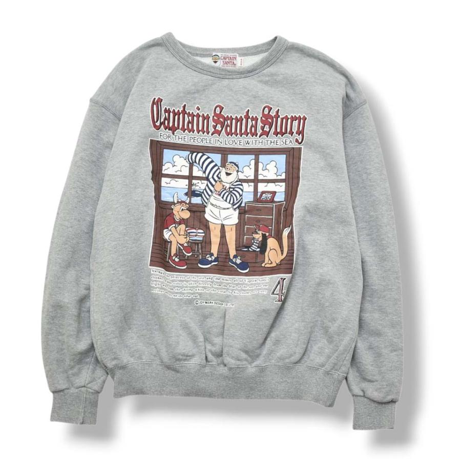 90s 日本製 キャプテンサンタ CAPTAIN SANTA プリント 裏パイル スウェット トレーナー M グレー メンズ レディース ユニセックス 男女兼用_2