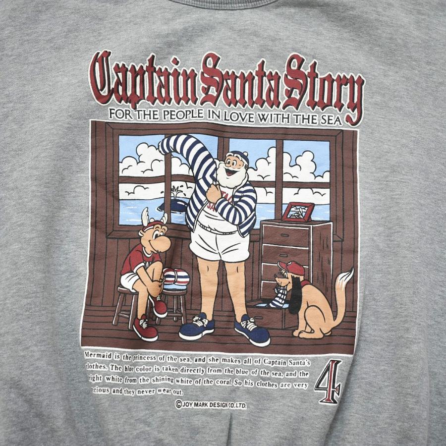 90s 日本製 キャプテンサンタ CAPTAIN SANTA プリント 裏パイル スウェット トレーナー M グレー メンズ レディース ユニセックス 男女兼用_5