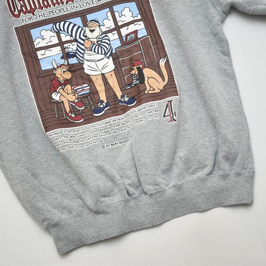 90s 日本製 キャプテンサンタ CAPTAIN SANTA プリント 裏パイル スウェット トレーナー M グレー メンズ レディース ユニセックス 男女兼用_8