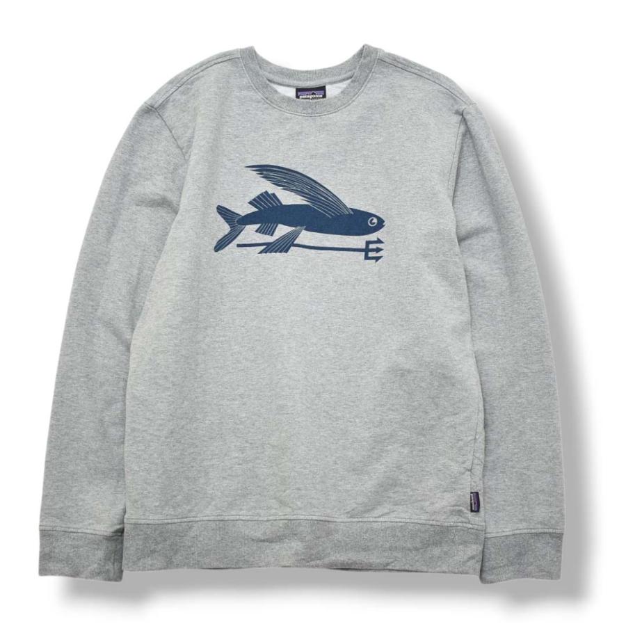 パタゴニア patagonia オーガニック コットン フライング フィッシュ プリント スウェット トレーナー クルーネック 裏起毛 S グレー メンズ_2