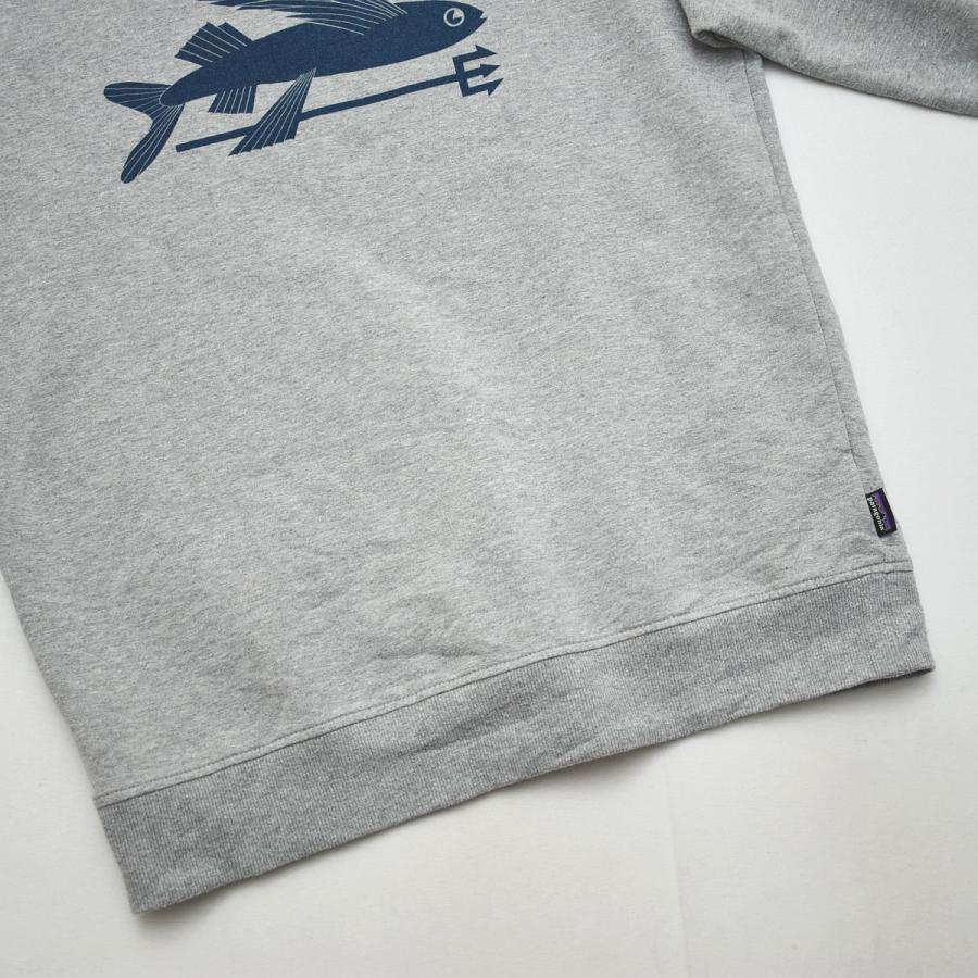 パタゴニア patagonia オーガニック コットン フライング フィッシュ プリント スウェット トレーナー クルーネック 裏起毛 S グレー メンズ_8