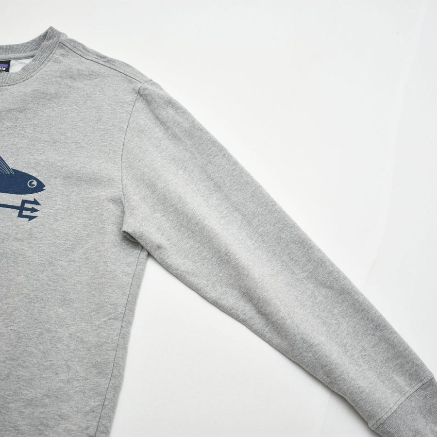 パタゴニア patagonia オーガニック コットン フライング フィッシュ プリント スウェット トレーナー クルーネック 裏起毛 S グレー メンズ_9