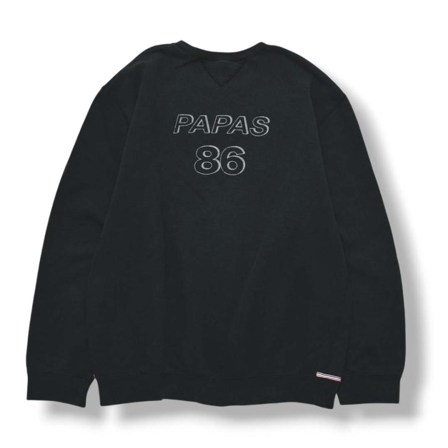 日本製 パパス PAPAS x マドモアゼルノンノン 裏パイル ロゴプリント クルーネック スウェット トレーナー プルオーバーL ブラック メンズ_3