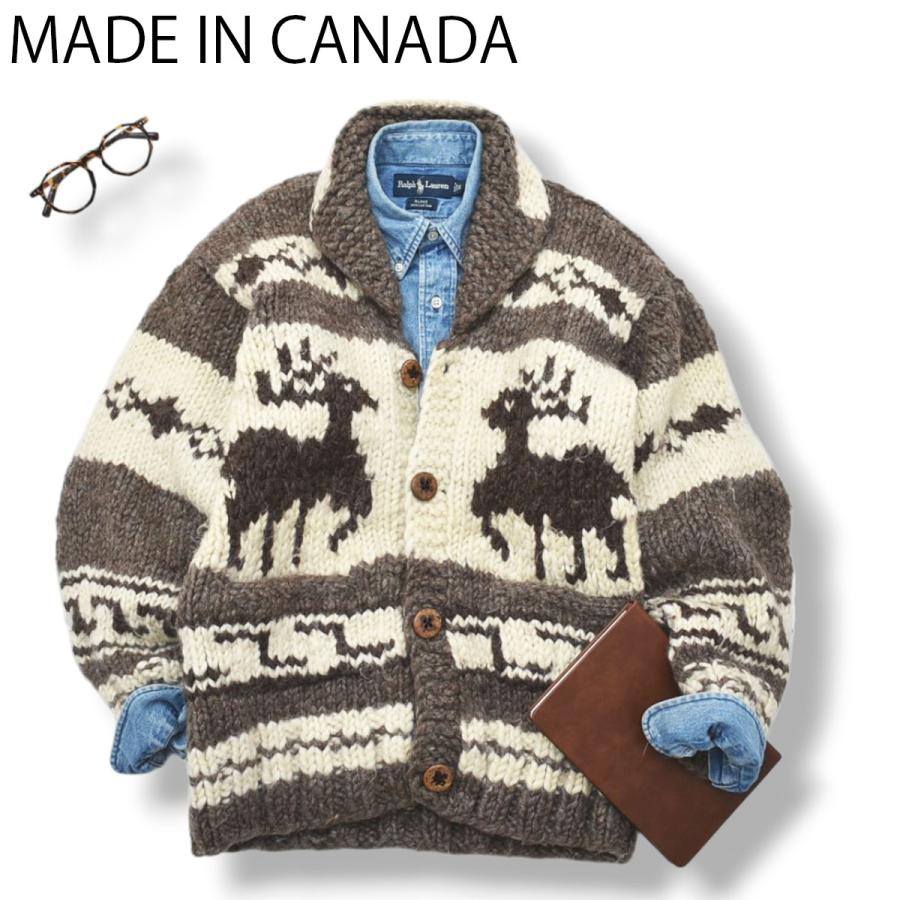 VINTAGE ヴィンテージ カナダ製 古着 ボタンアップ カウチンセーター