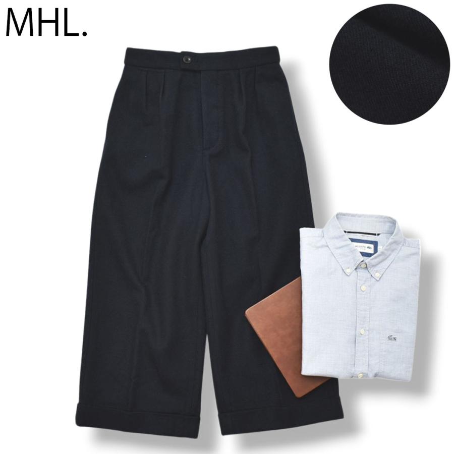 MHL. エムエイチエル マーガレットハウエル ツータックウールワイドパンツ MARGARET HOWELL（マーガレットハウエル） ツータック ワイド ウール