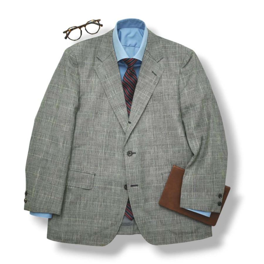 【美品】Jプレスプレステージ　フランネル　2Bスーツ　S相当　グレンチェック J.PRESS（J.プレス） ジェイプレス リネン ウール グレンチェック