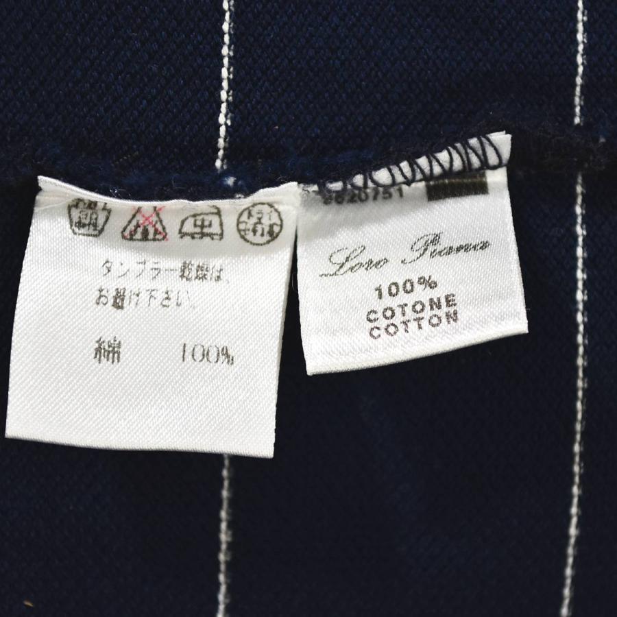 イタリア製 ロロピアーナ Loro Piana 長袖 スキッパーカラー ボーダー ポロシャツ カノコ トップス キレイめ カジュアル S ネイビー メンズ