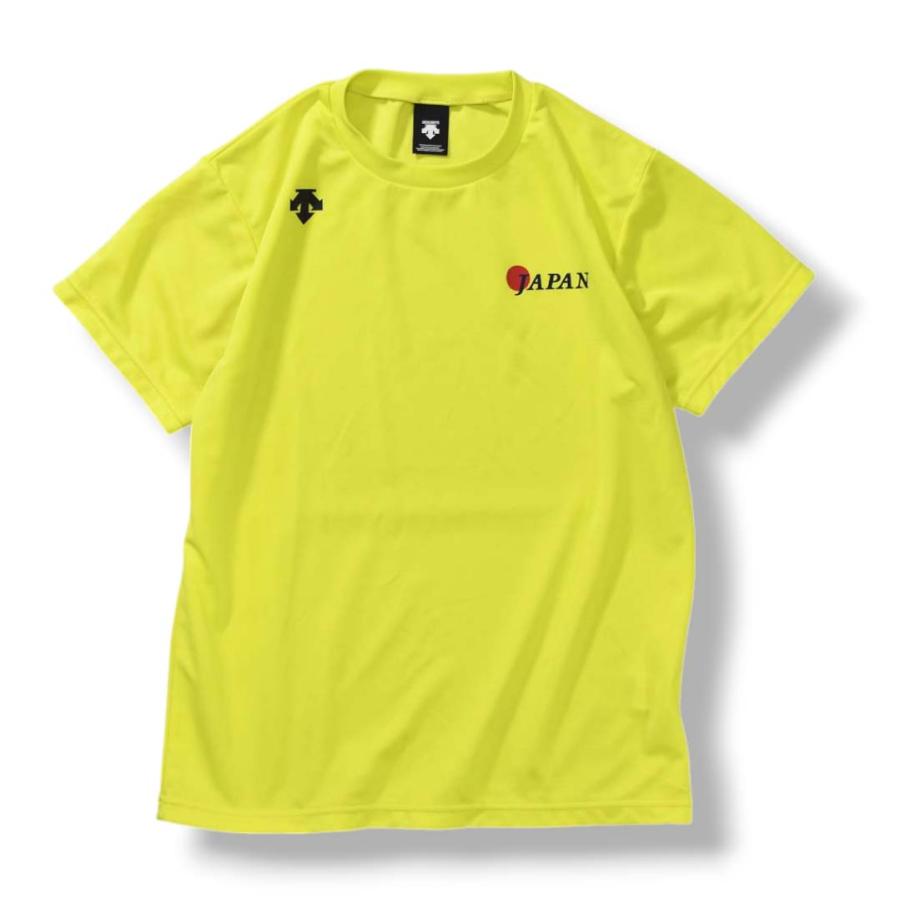 デサント DESCENTE 日本代表 モデル メッシュ Tシャツ クルーネック サイドシーム カットソー ロゴプリント S ネオンイエロー スポーツ ウェア メンズ_1