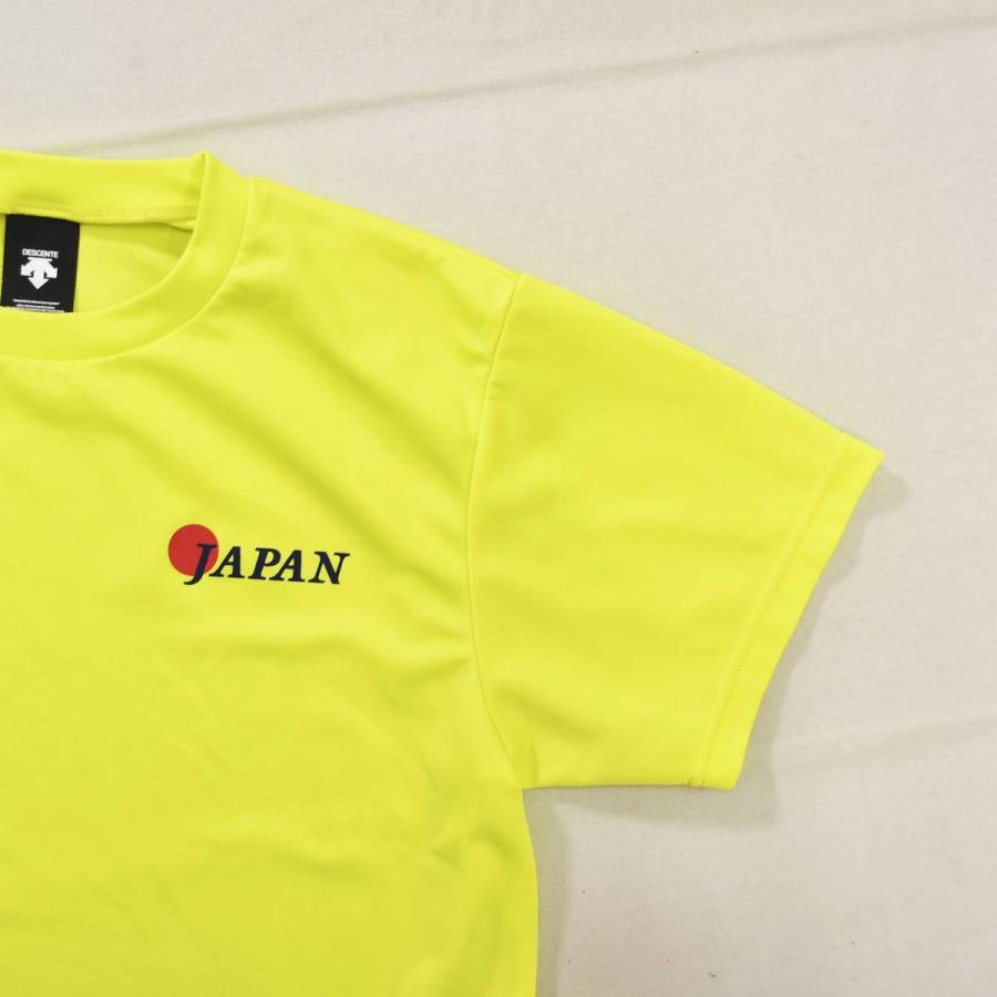 デサント DESCENTE 日本代表 モデル メッシュ Tシャツ クルーネック サイドシーム カットソー ロゴプリント S ネオンイエロー スポーツ ウェア メンズ_7