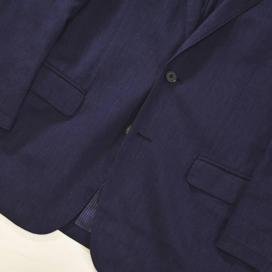 ランバンオンブルー リネンジャージー 2ピース ジャケット 48(M) 紺 美品 LANVIN en Bleu ランバン オン ブルー リネン 混紡 2B シングル