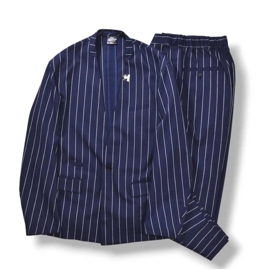 GU×MIHARAYASUHIRO ストライプノーカラージャケットセットアップ The