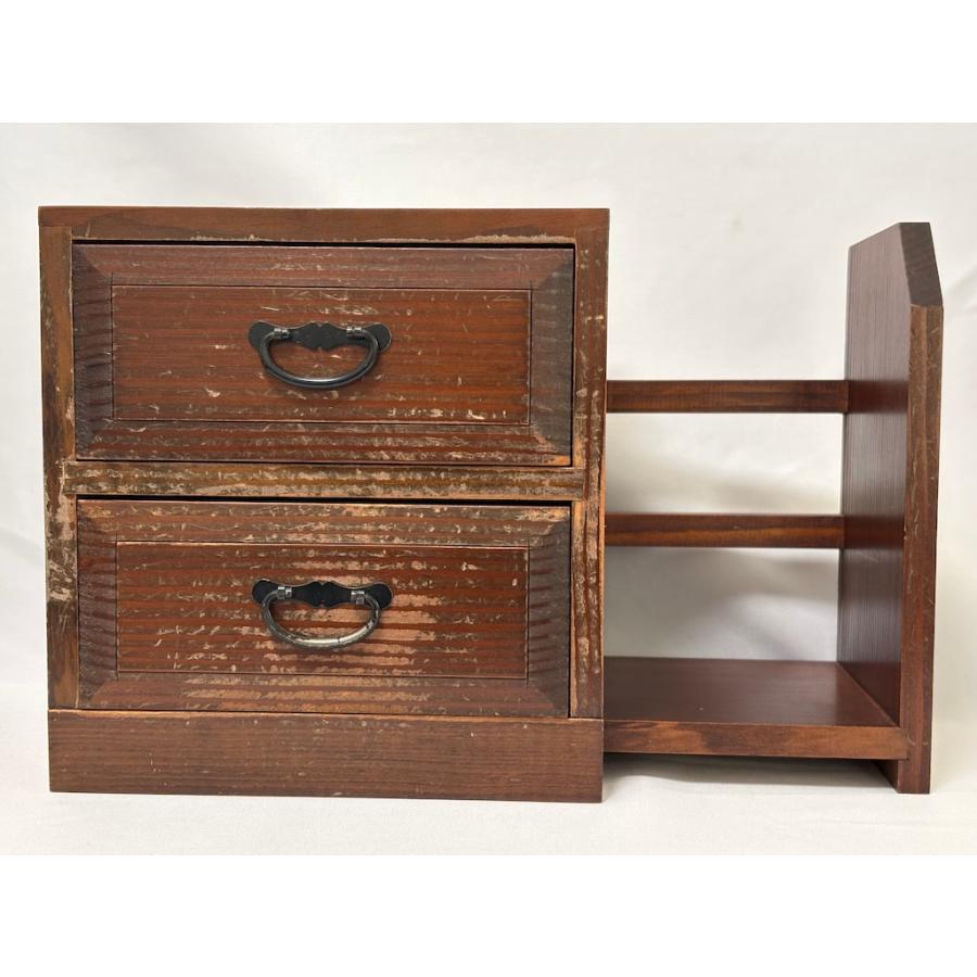 木製 小物入れ 本棚付 引出し 収納 インテリア小物 アンティーク 旧家蔵出し ヴィンテージ家具 | 