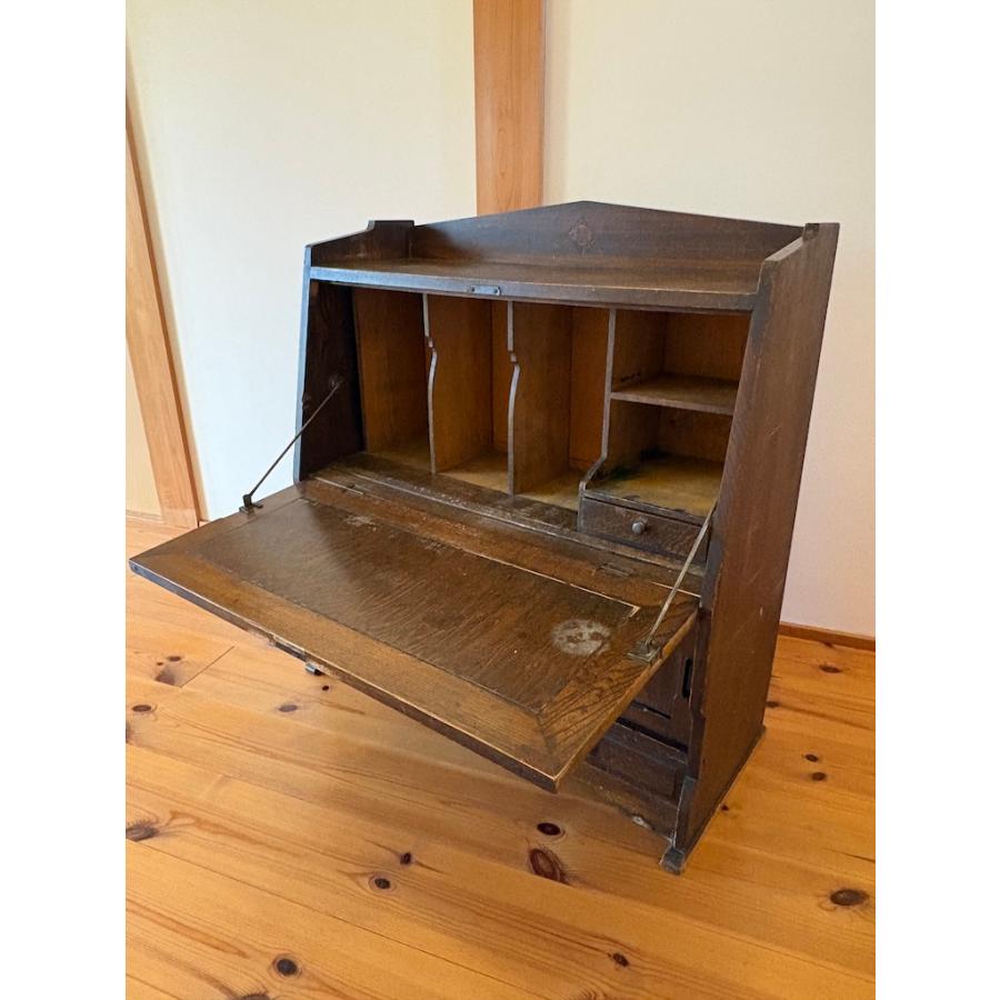 文机 座ライティングビューロー 文箱付き書き物机 アンティーク 旧家蔵出し ヴィンテージ家具 大正 時代物 現状品 |  | 02