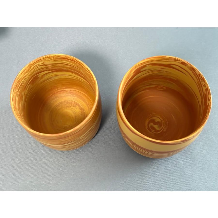 加藤香山作 朱泥練土 練り込み 常滑焼 陶香園 茶器 急須と湯呑み2客 セット 共箱あり |  | 08