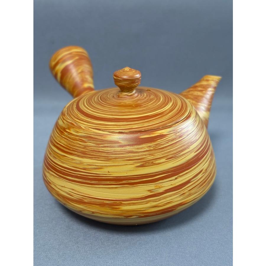 加藤香山作 朱泥練土 練り込み 常滑焼 陶香園 茶器 急須と湯呑み2客 セット 共箱あり |  | 01