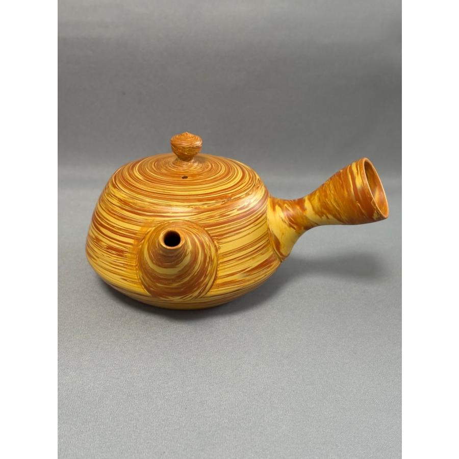 加藤香山作 朱泥練土 練り込み 常滑焼 陶香園 茶器 急須と湯呑み2客 セット 共箱あり |  | 02