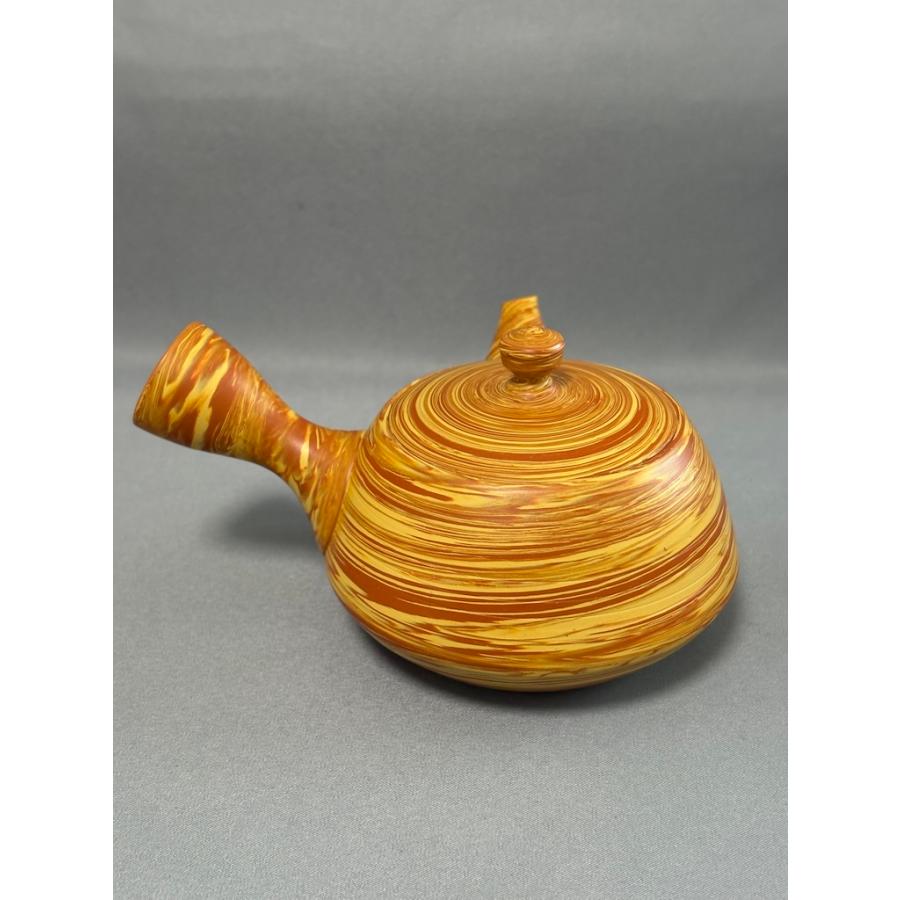 加藤香山作 朱泥練土 練り込み 常滑焼 陶香園 茶器 急須と湯呑み2客 セット 共箱あり |  | 03