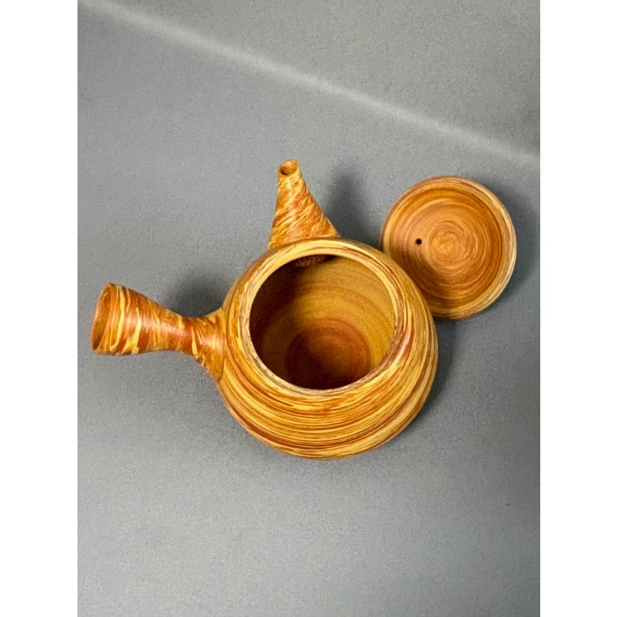 加藤香山作 朱泥練土 練り込み 常滑焼 陶香園 茶器 急須と湯呑み2客 セット 共箱あり |  | 11