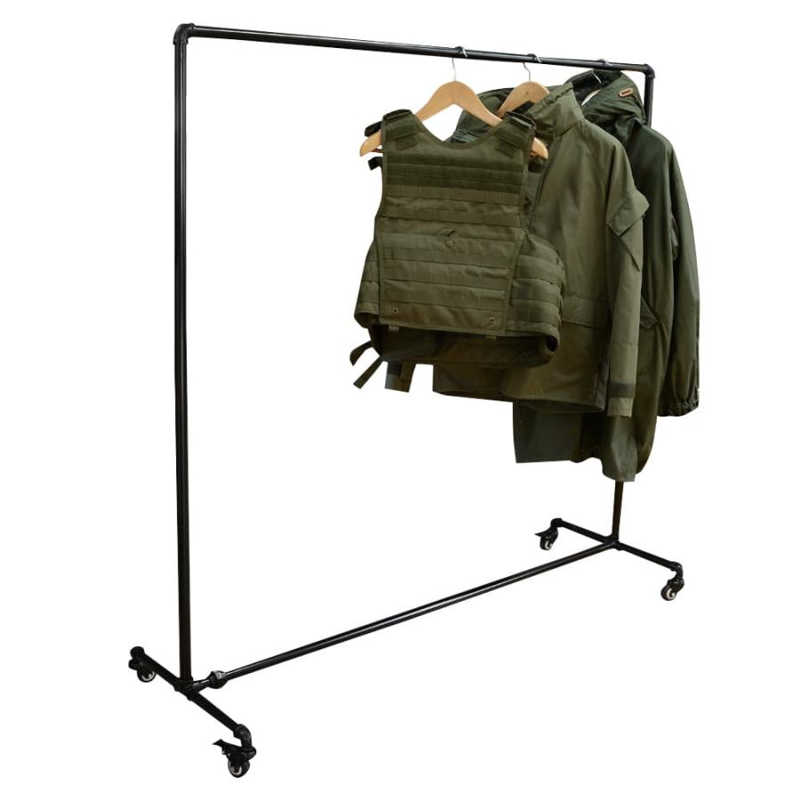 ガス管ハンガーラック キャスター付 組み立て式 ブラック 高さ150 横幅150 ブラック