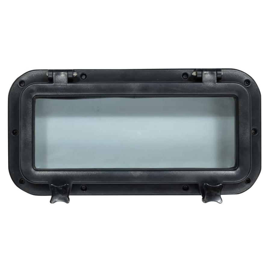 角窓 ハッチ 船窓 DIY ベンチレーションハッチ 強化ガラス 樹脂フレーム [ ブラック ] 天窓 ボートハッチ ヨット ra16214