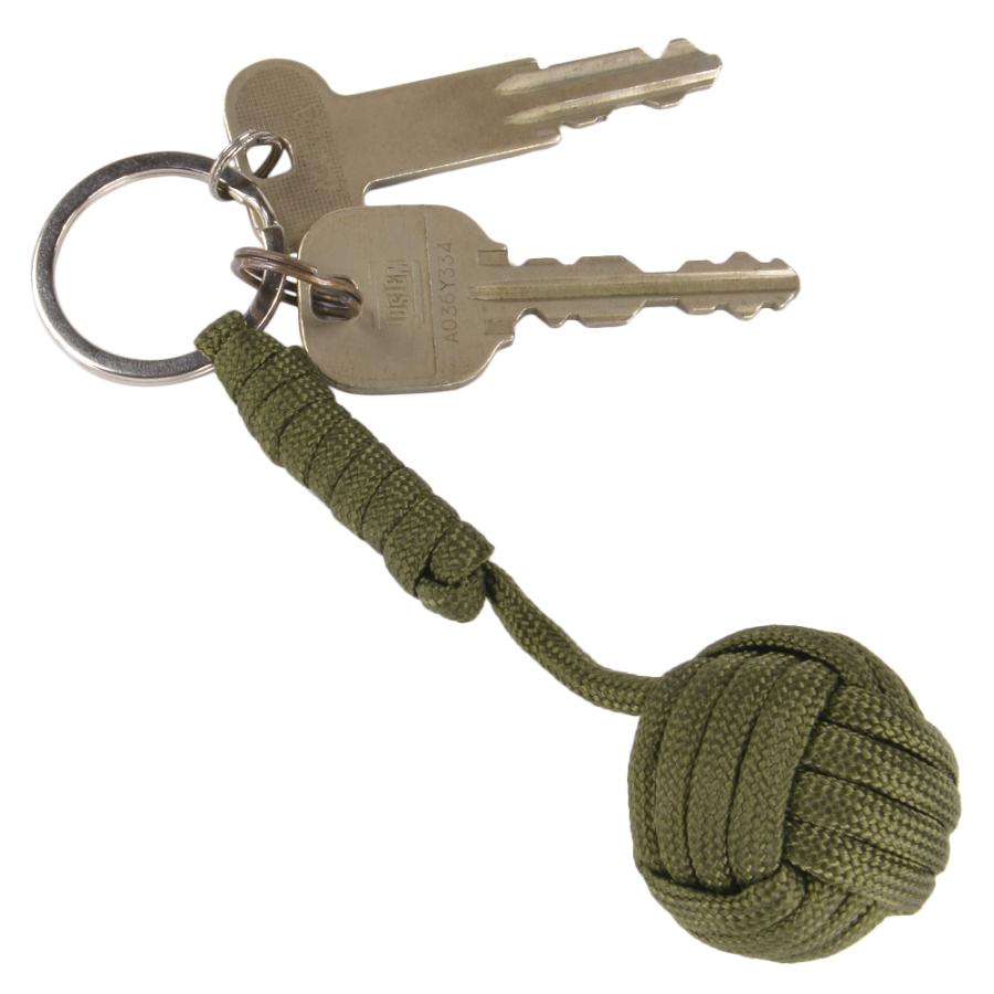 パラコードキーホルダー 猿玉 鉄球入り [ オリーブドラブ ] モンキー