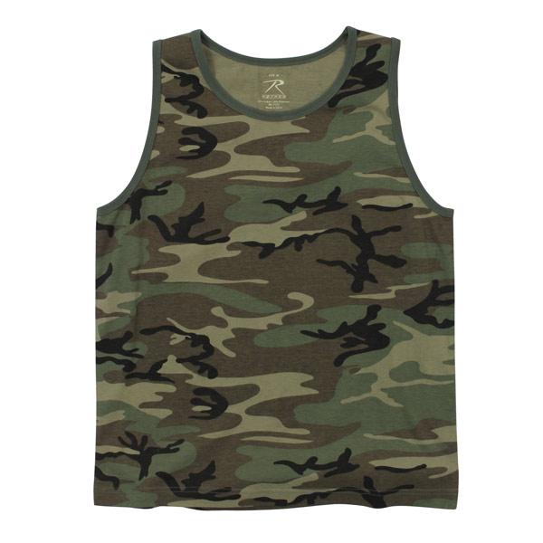 Rothco タンクトップ コットン混紡 迷彩 [ウッドランドカモ/XSサイズ] |Rothco メンズTシャツ 半そで