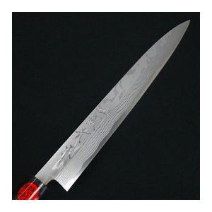 柳刃包丁 田中一之刃物製作所 誠貴作 積層鋼 240mm 青紙ダマスカス鋼