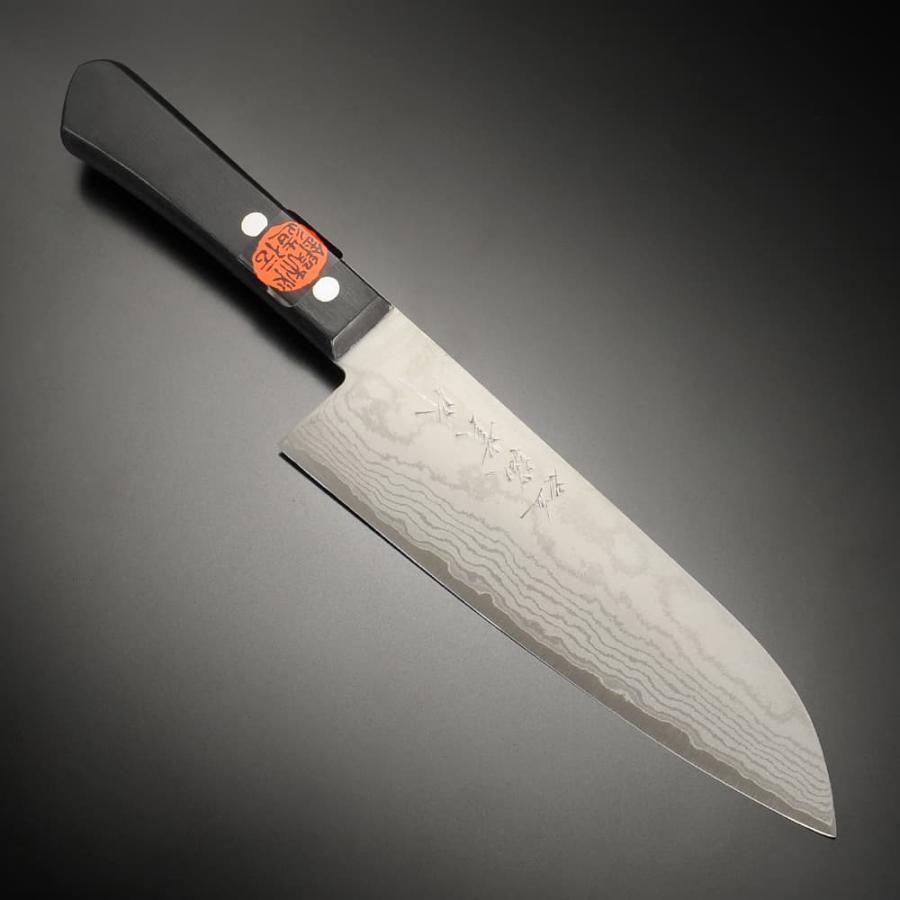 三徳包丁 田中一之刃物製作所 誠貴作 積層鋼 V金10号ダマスカス鋼 料理