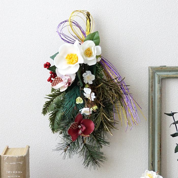 お正月 スワッグ 椿 胡蝶蘭 梅 松 南天 インテリア 23年 新年 賀正 めでたい 冬 プレゼント ギフト 飾り 緑 白 グリーン ホワイト 造花 フェイク 23ny2 リポーズジョイ 通販 Yahoo ショッピング