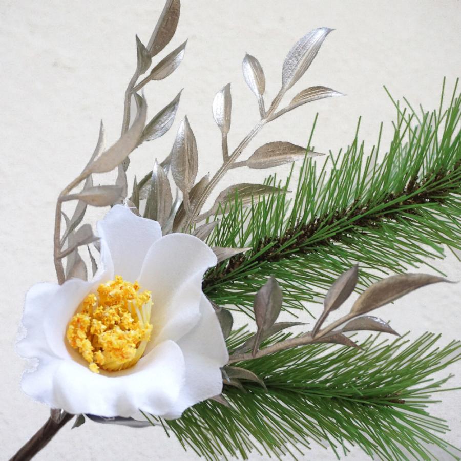 お正月 造花 椿 ピック 1本 正月飾り 笹 バンブー 松 つばき ツバキ