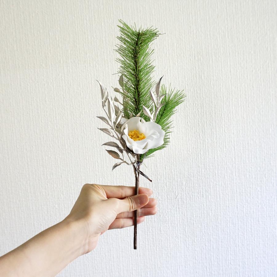 お正月 造花 椿 ピック 1本 正月飾り 笹 バンブー 松 つばき ツバキ