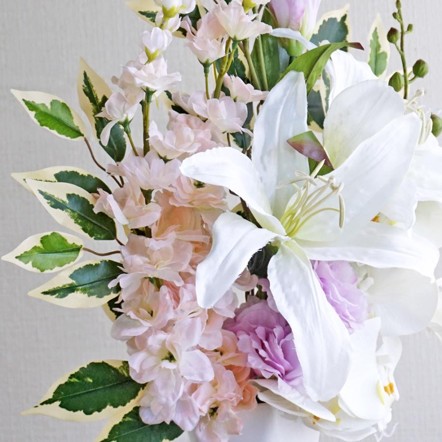 仏花 造花 プレミアム 一対 カサブランカ 胡蝶蘭 お墓用 仏壇 お盆 お