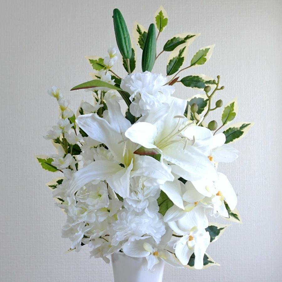 仏花 造花 プレミアム 単品 カサブランカ 胡蝶蘭 お墓用 仏壇 お盆 お