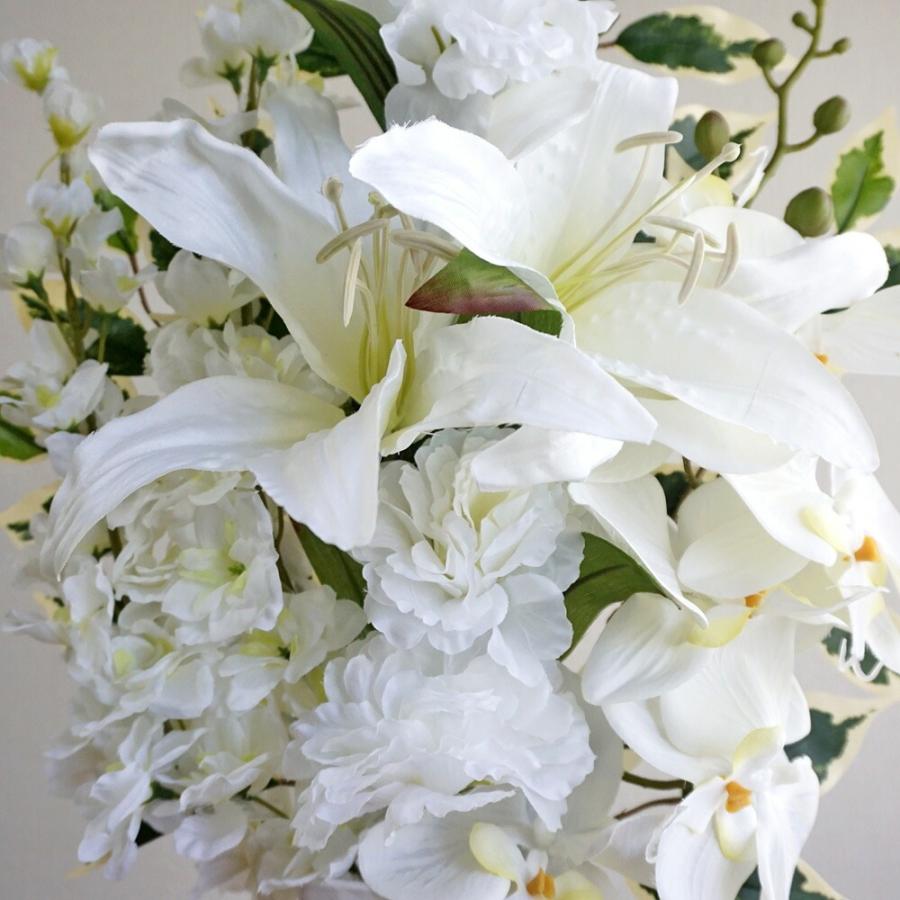 仏花 造花 プレミアム 単品 カサブランカ 胡蝶蘭 お墓用 仏壇 お盆 お