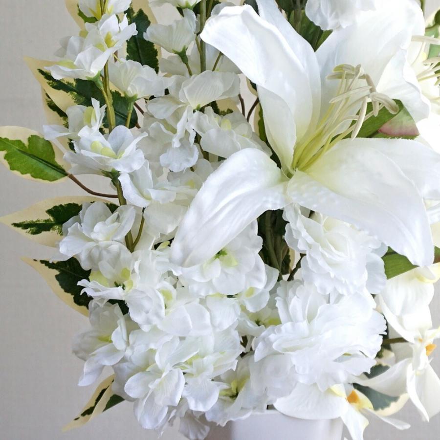 仏花 造花 プレミアム 単品 カサブランカ 胡蝶蘭 お墓用 仏壇 お盆 お