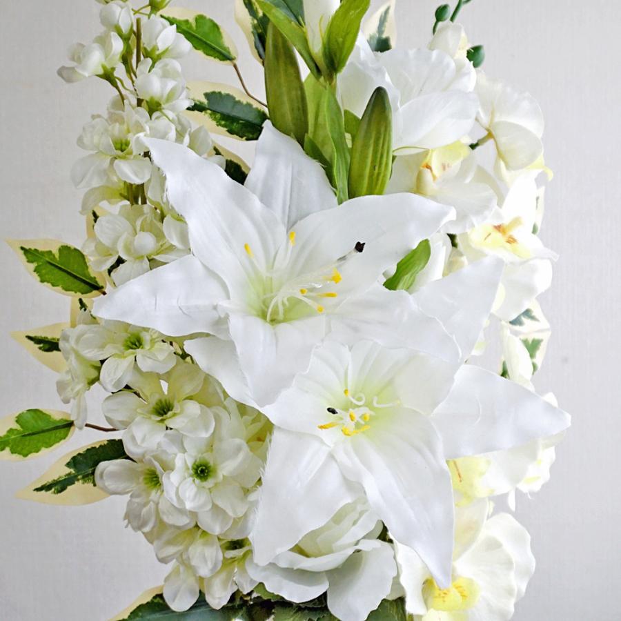 仏花 造花 単品 1束 プレミアム ホワイト カサブランカ 胡蝶蘭 百合