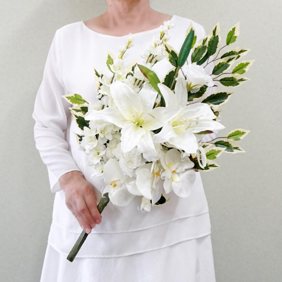 仏花 造花 プレミアム 単品 カサブランカ 胡蝶蘭 お墓用 仏壇 お盆 お
