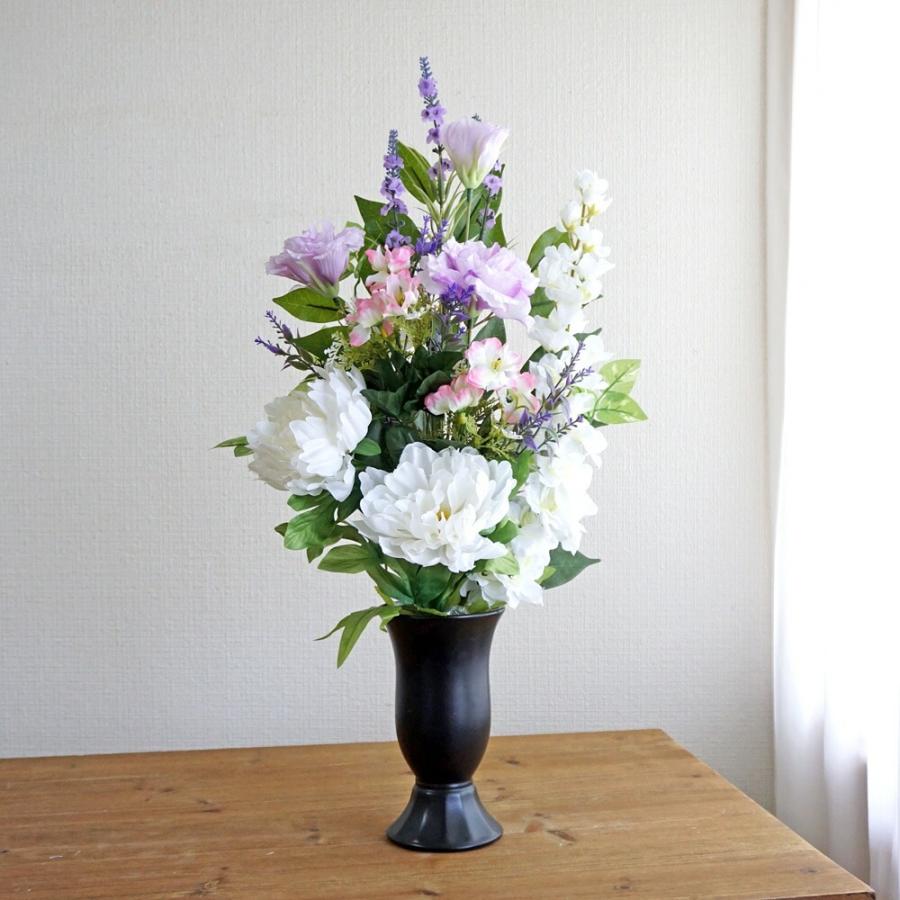仏花 造花 お墓用 一対 ホワイトピオニー ラベンダー トルコキキョウ 2