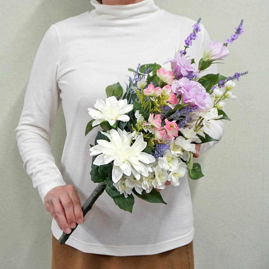 仏花 造花 お墓用 一対 ダリア ラベンダー トルコキキョウ 2束 仏花 造花 お墓用 一対 ダリア ラベンダー トルコキキョウ 2束