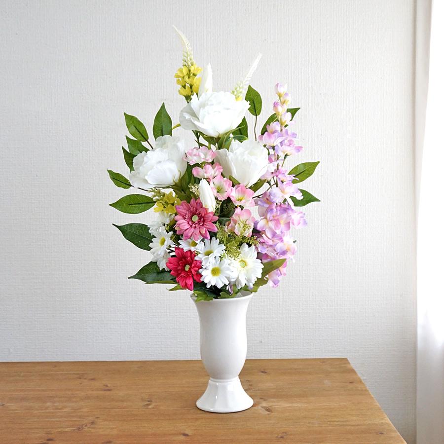 仏花 造花 一対 やさしいピンクの供花 お墓用 お仏壇 お彼岸 お盆