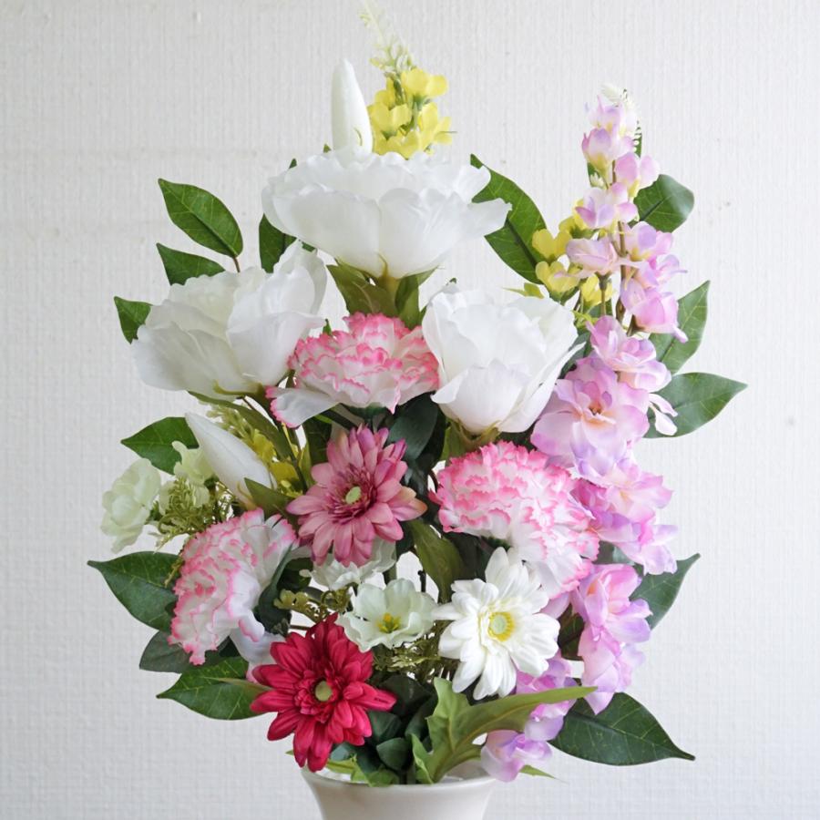 仏花 造花 一対 やさしいピンクの供花 お墓用 お仏壇 お彼岸 お盆