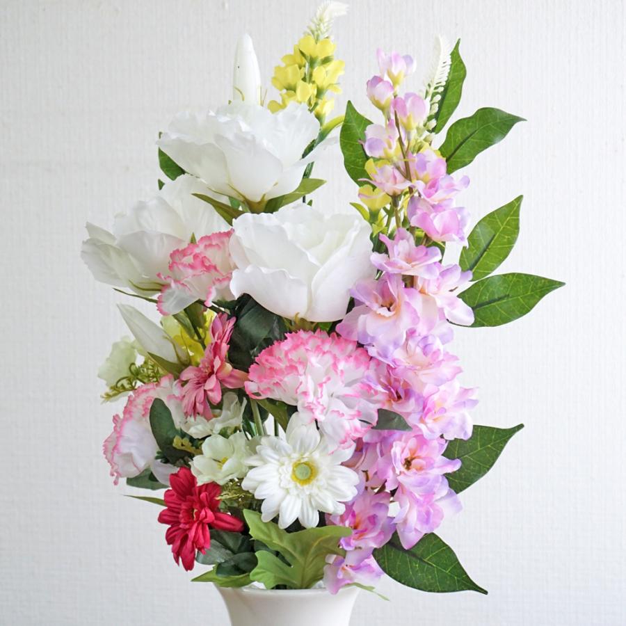 仏花 造花 一対 やさしいピンクの供花 お墓用 お仏壇 お彼岸 お盆