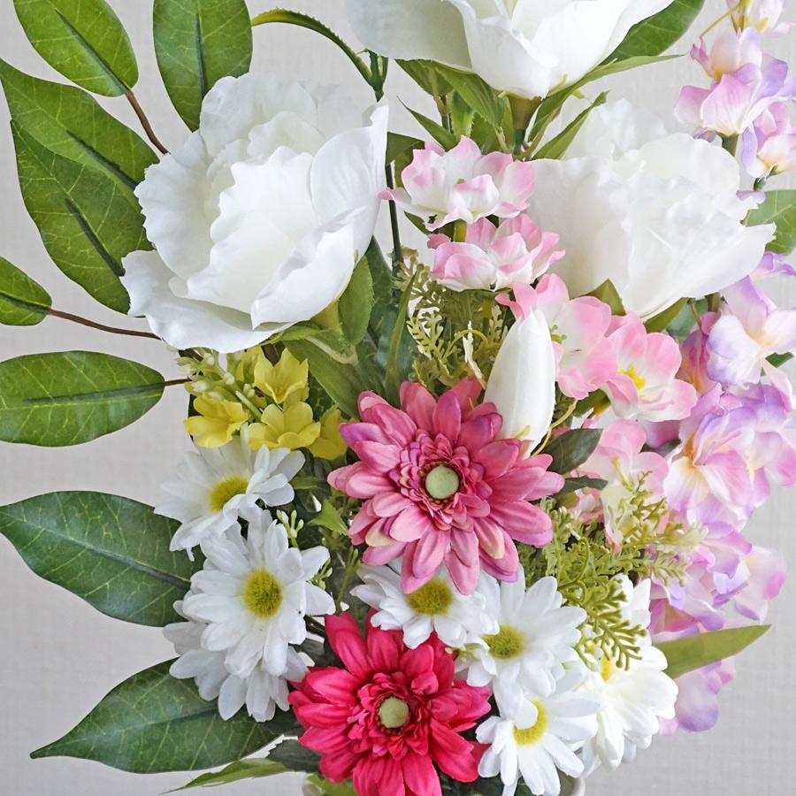 仏花 造花 一対 やさしいピンクの供花 お墓用 お仏壇 お彼岸 お盆