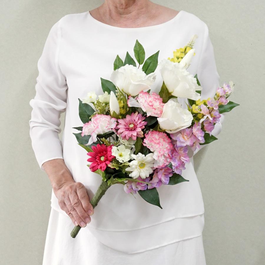 仏花 造花 一対 やさしいピンクの供花 お墓用 お仏壇 お彼岸 お盆