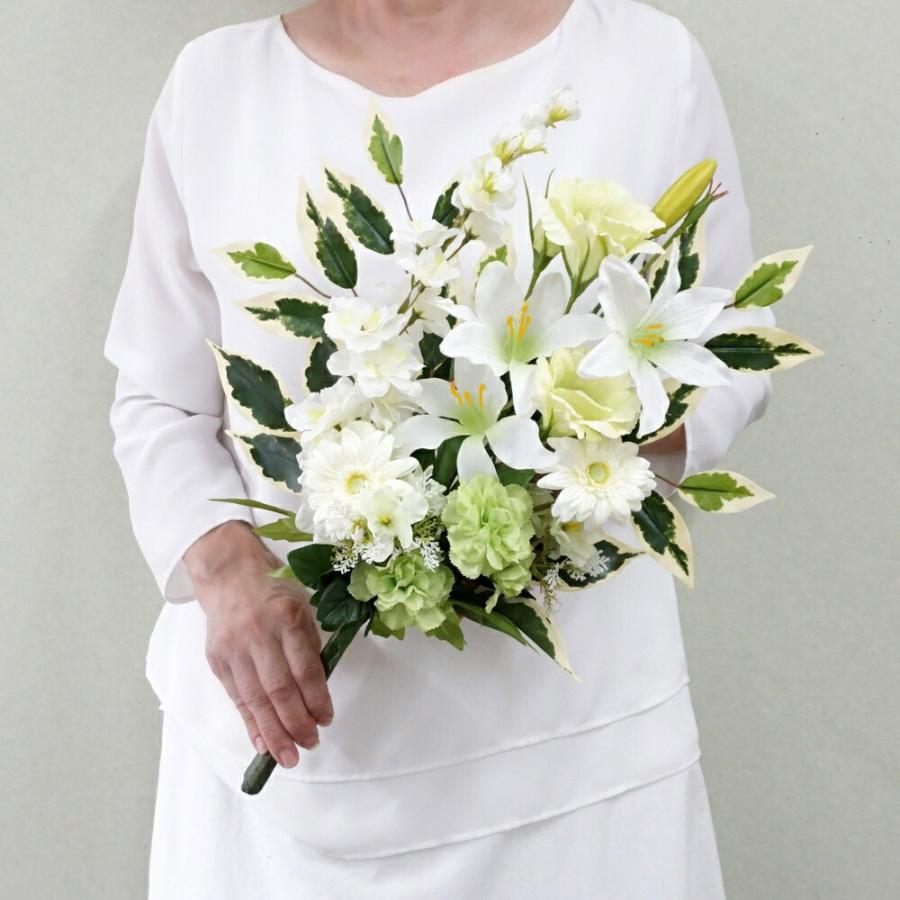 仏花 お墓用 仏壇用 造花 ホワイトグリーン 花束仏花 一対 2束 お供え