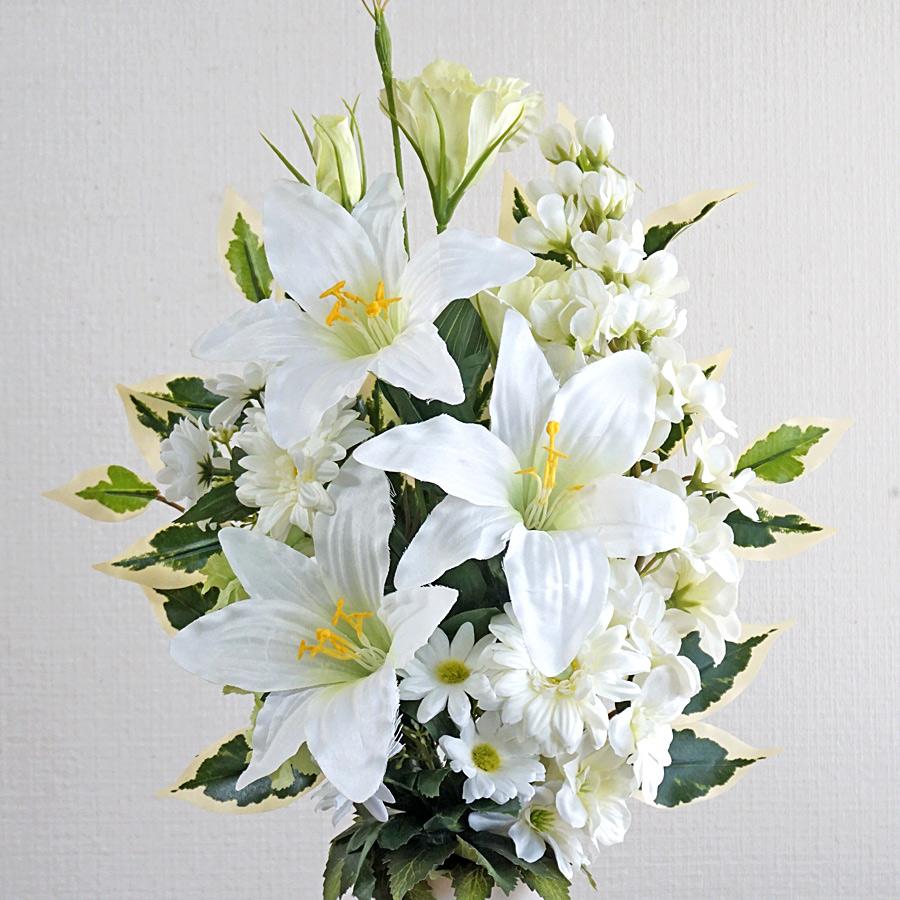 仏花 お墓用 仏壇用 造花 ホワイトグリーン 花束仏花 一対 2束 お供え
