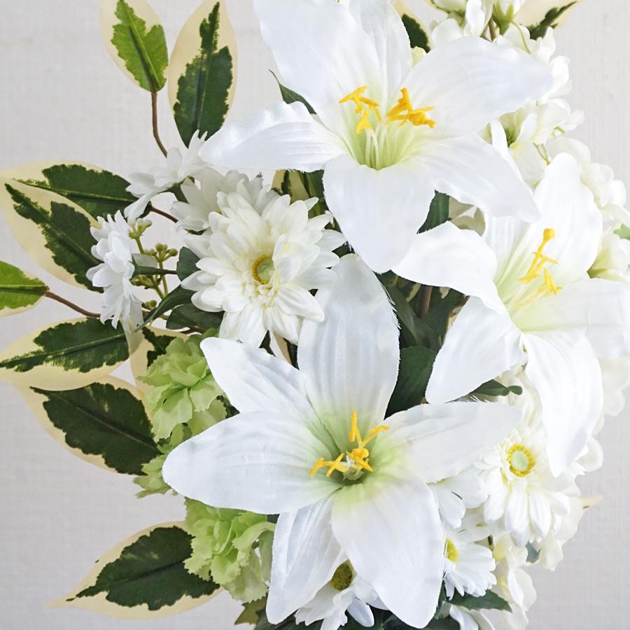 お供え花、仏花、法事、ホワイトカラー 仏花 お墓用 仏壇用 造花 ホワイトグリーン 花束仏花 一対 2束 お供え