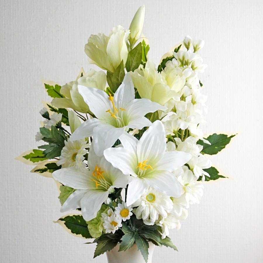 仏花 お墓用 仏壇用 造花 ホワイトグリーン 花束仏花 一対 2束 お供え