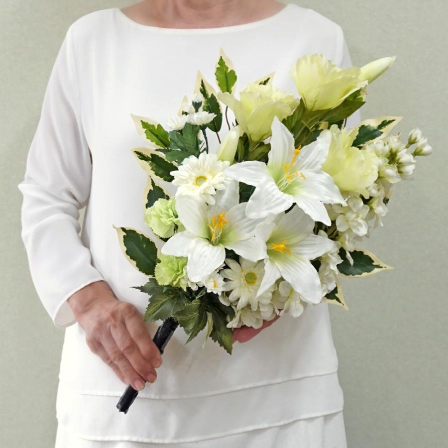 仏花 お墓用 仏壇用 造花 ホワイトグリーン 花束仏花 一対 2束 お供え