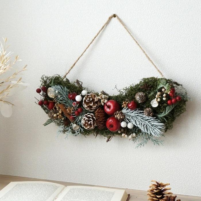 天然素材 クリスマスナチュラルスワッグ 横型 レッド クリスマスリース 冬 玄関 ドア 室内 飾り 壁掛け 可愛い インテリア ウェルカム Cm1303 リポーズジョイ 通販 Yahoo ショッピング